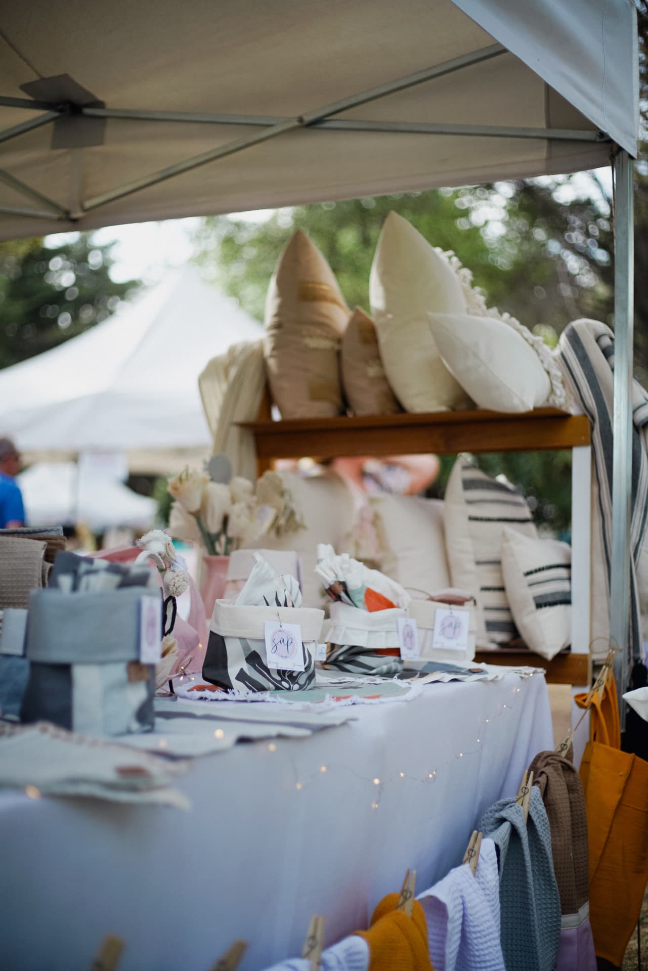 Homewares on a market stall
